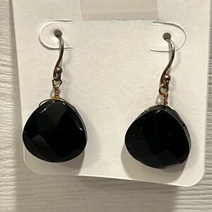 Vintage Faceted Onyx Earrings